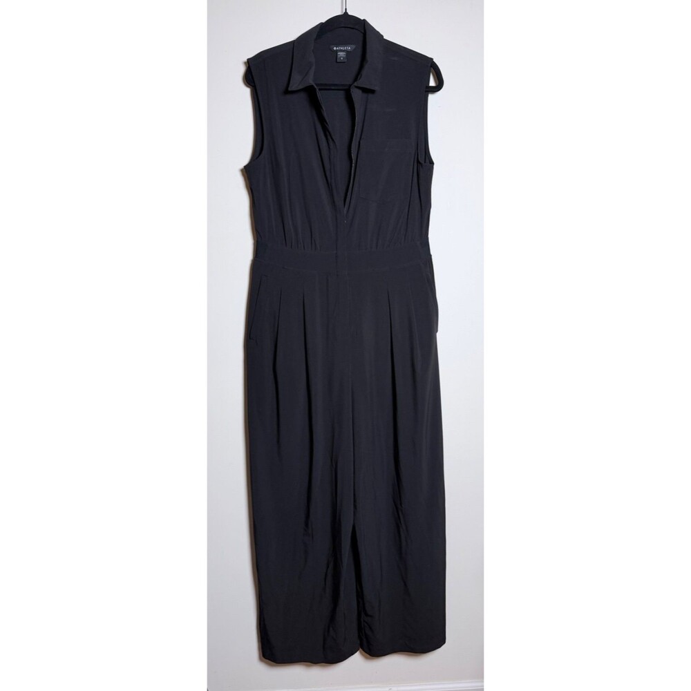 ATHLETA Brooklyn Heights Wide Leg Jumpsuit Black 12 Athleisure - Picture 3 of 10